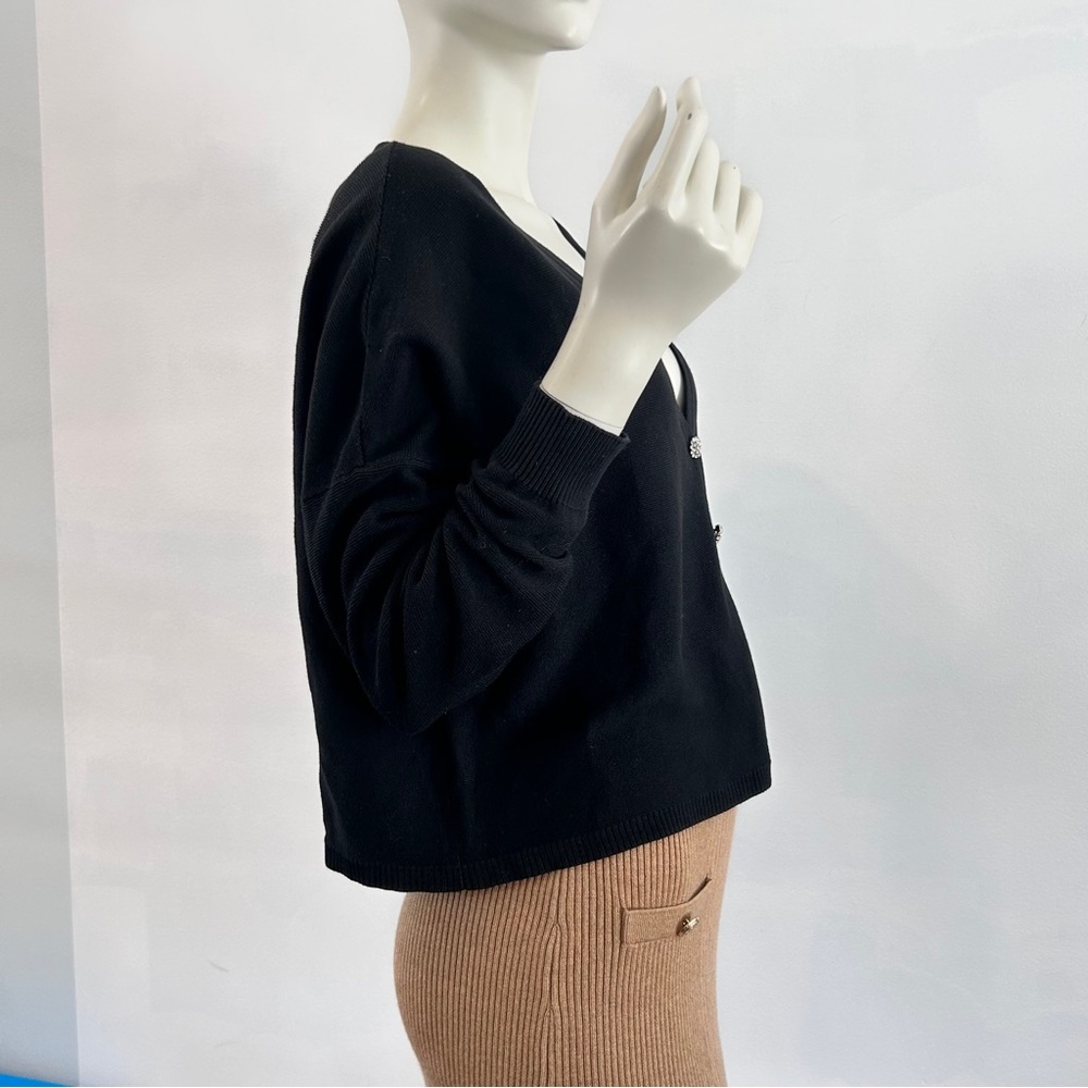 ba&sh Cropped Santana Knit Cardigan With Rhinestone Buttons - Picture 5 of 13